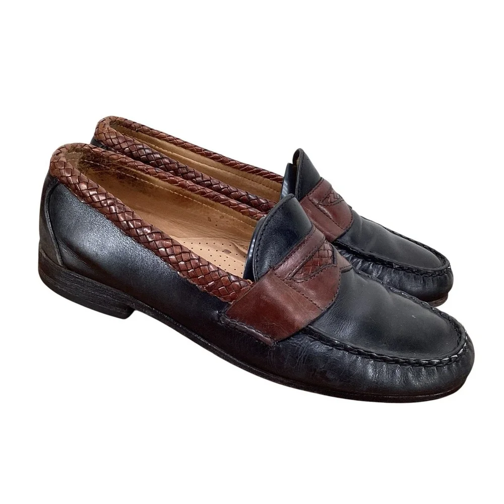 Allen Edmonds‎ Newcastle Braided Accent Leather Black Brown Men's Sz 8.5 D